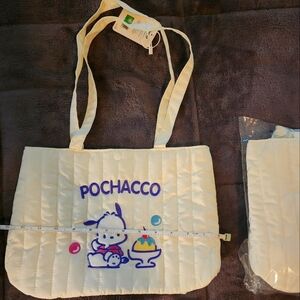 Pochacco Quilted Tote Bag - Cream